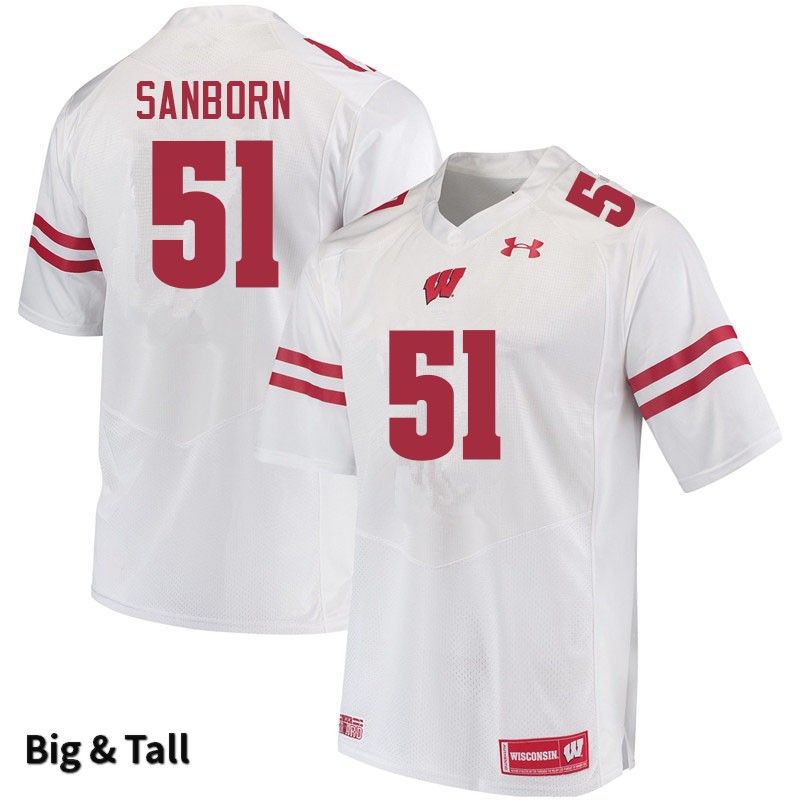 Wisconsin Badgers Men's #51 Bryan Sanborn NCAA Under Armour Authentic White Big & Tall College Stitched Football Jersey VM40J31LS
